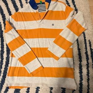 United Colors Of Benetton Orange and Gray Striped Long Sleeve Tee